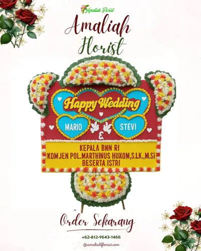 Karangan Papan Bunga Pernikahan di Kedokansayang